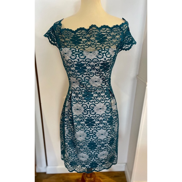 Liza Luxe Dresses & Skirts - NWT XL Teal / Turquoise Lace Overlay Midi Dress